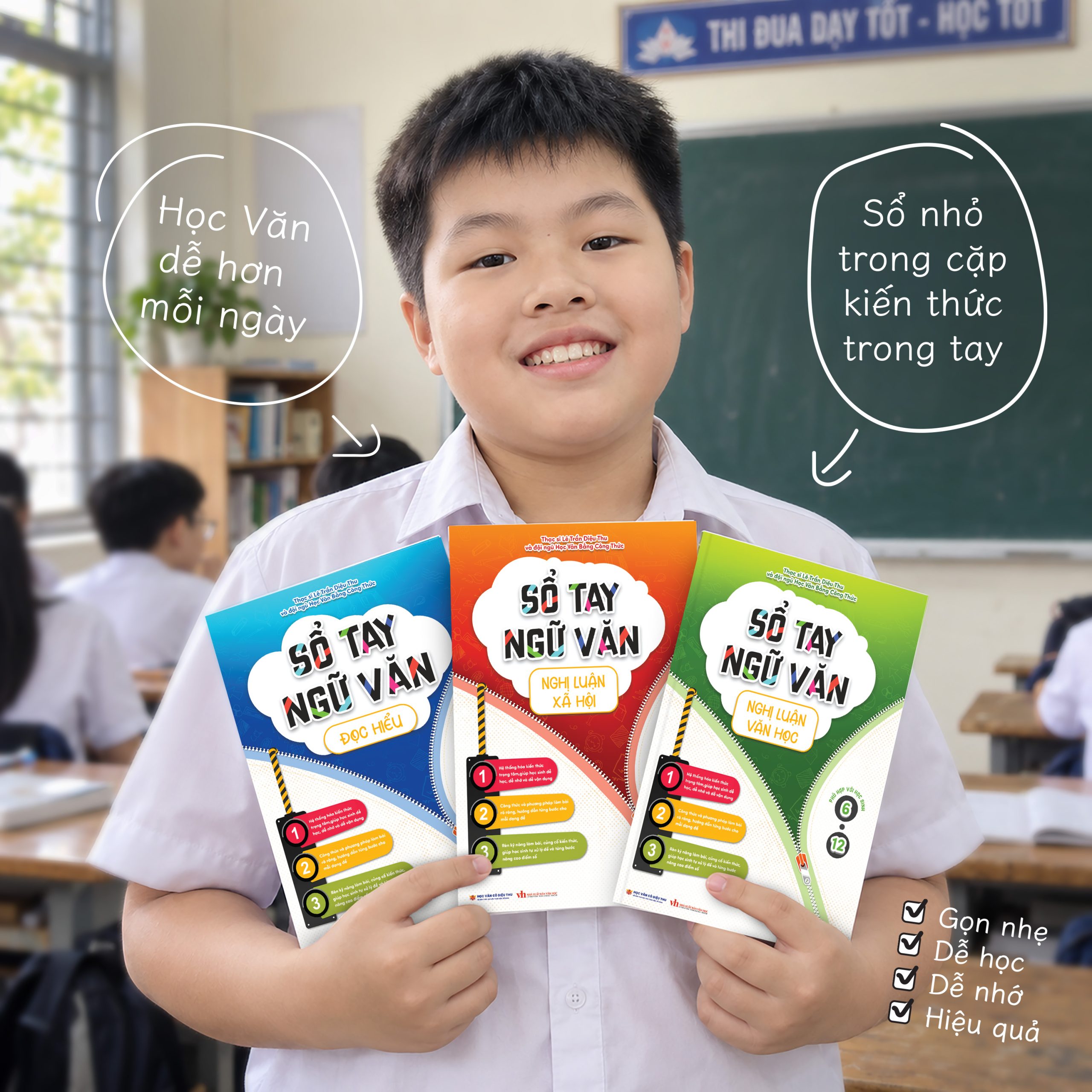 Bộ combo 3 cuốn sổ tay ngữ văn nhỏ gọn, hệ thống đầy đủ kiến thức giúp con dễ dàng sử dụng, mang theo và học tập mỗi ngày.